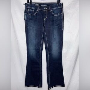Silver Jeans Co Aiko Bootcut indigo Denim Blue stretch mid rise Sz 29x31